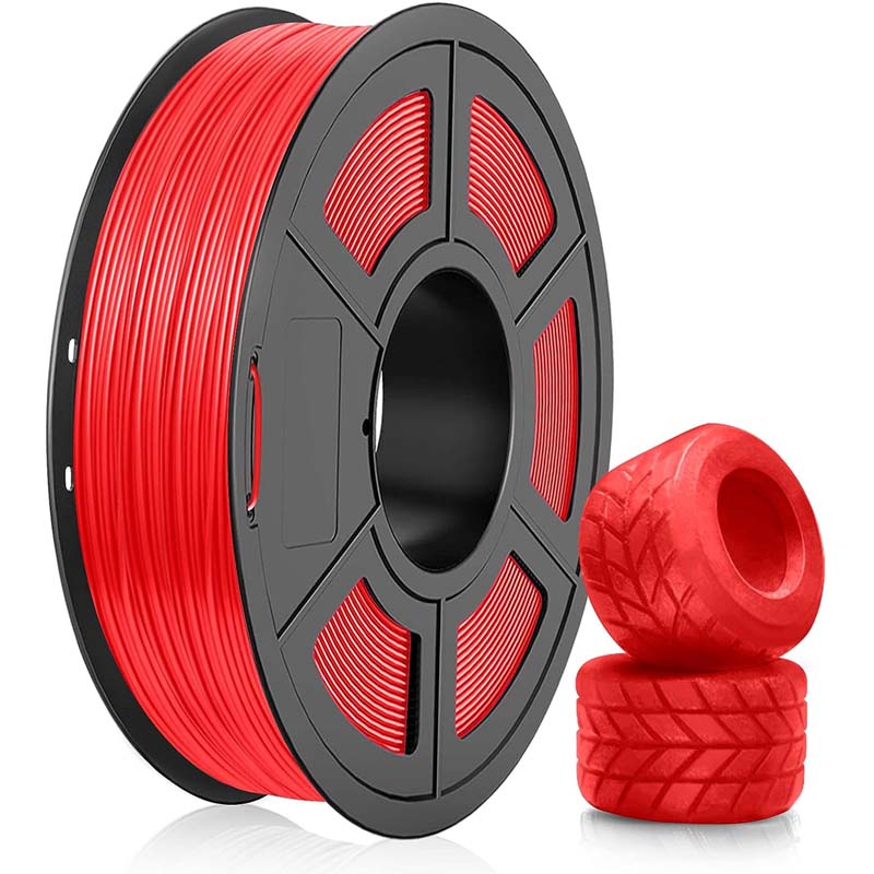 SUNLU Red TPU Flexible Filament 1.75mm Fit FDM 3D Printer, +/- 0.02 mm 0.5KG Spool