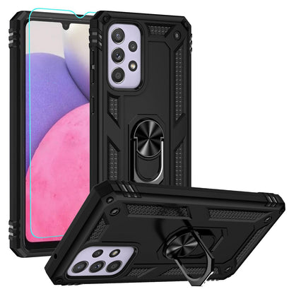 Wtiaw Samsung Galaxy A33 5G Shockproof Protective Ring Holder Kickstand Case with HD Screen Protector