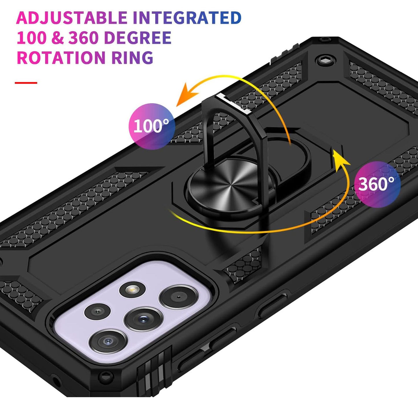 Wtiaw Samsung Galaxy A33 5G Shockproof Protective Ring Holder Kickstand Case with HD Screen Protector