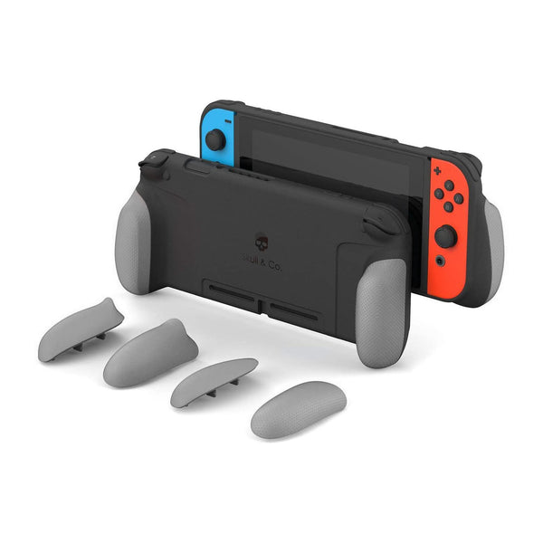 Skull & Co. GripCase Set: A Dockable Protective Case with Replaceable Grips [to fit All Hands Sizes] for Nintendo Switch - Gray