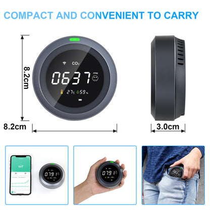 Smart WiFi CO2 Carbon Dioxide Detector Multifunction Portable Temperature Humidity | PTH-8