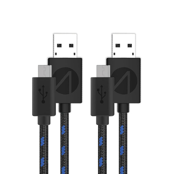 Stealth 3 Metre Premium Braided Superfast For PS4 Play & Charge Cable Twin Pack