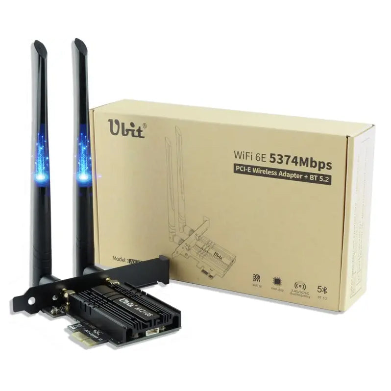 Ubit AX210s WiFi 6E PCIe Wireless WiFi Card Up to 5374Mbps (6GHz/5GHz/2.4GHz), BT5.2