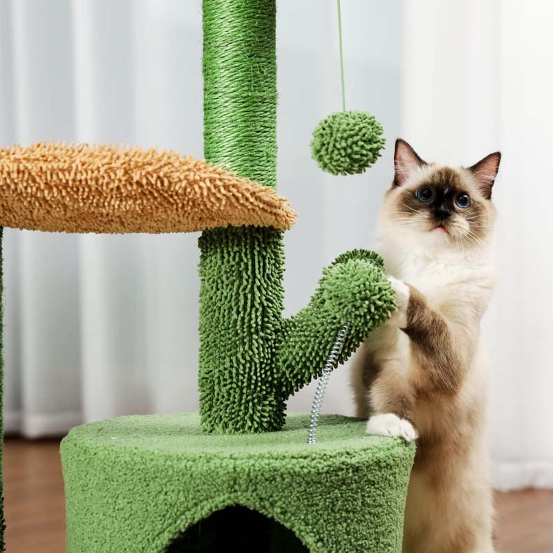 Umi Cactus Cat Tree Modern Cactus Shape Cat Scratching Post for Kitten Cat | Green