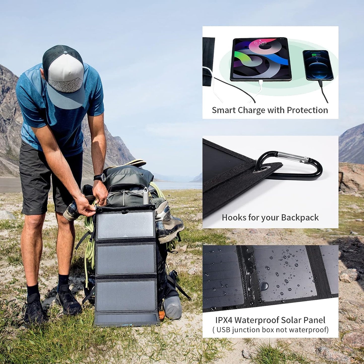 [Upgraded] BigBlue 3 USB Ports 28W Solar Charger(5V/4.8A Max)