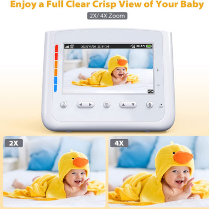 Video Baby Monitor 4.3'' LCD Screen Audio and Video with 1 Camera and Night Light