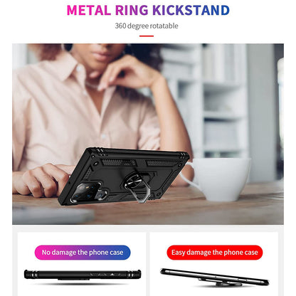 Wtiaw Samsung Galaxy S22 Ultra Shockproof Protective Ring Holder Kickstand Case with HD Screen Protector