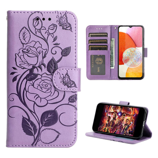 YIRSUR Google Pixel 7 Pro Embossed PU Leather Flip Wallet Cover Lilac Purple Flower Pattern