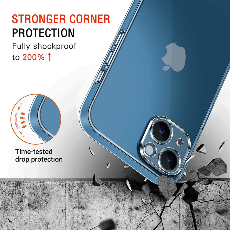 YIRSUR Ultra Crystal Clear Protective Case with 3 Tempered Glass Compatible iPhone 13 (6.1 Inches)