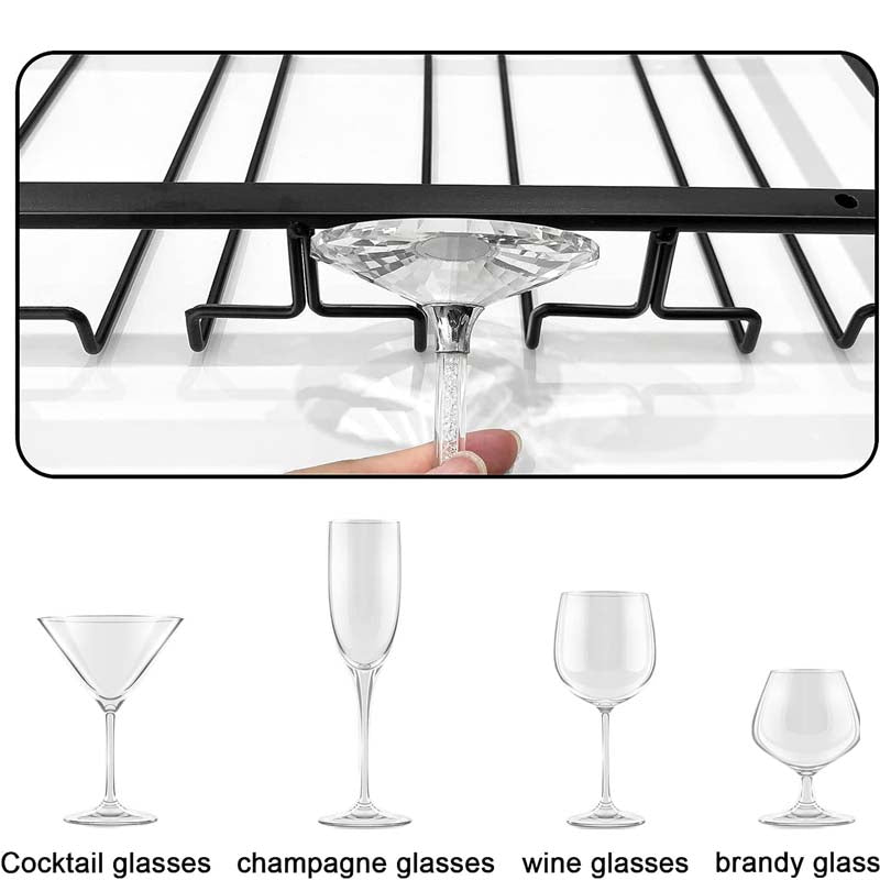 anshuke Wine Glass Holder Metal Wine Glass Rack  with 4 Rows Holds 8-12 Wine Glasses
