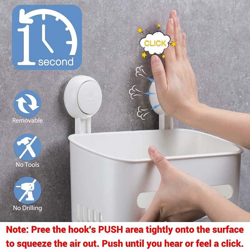 ilikable Vacuum Shower Caddy Suction Cup No-Drilling Removable Wall Shelf Shower Basket
