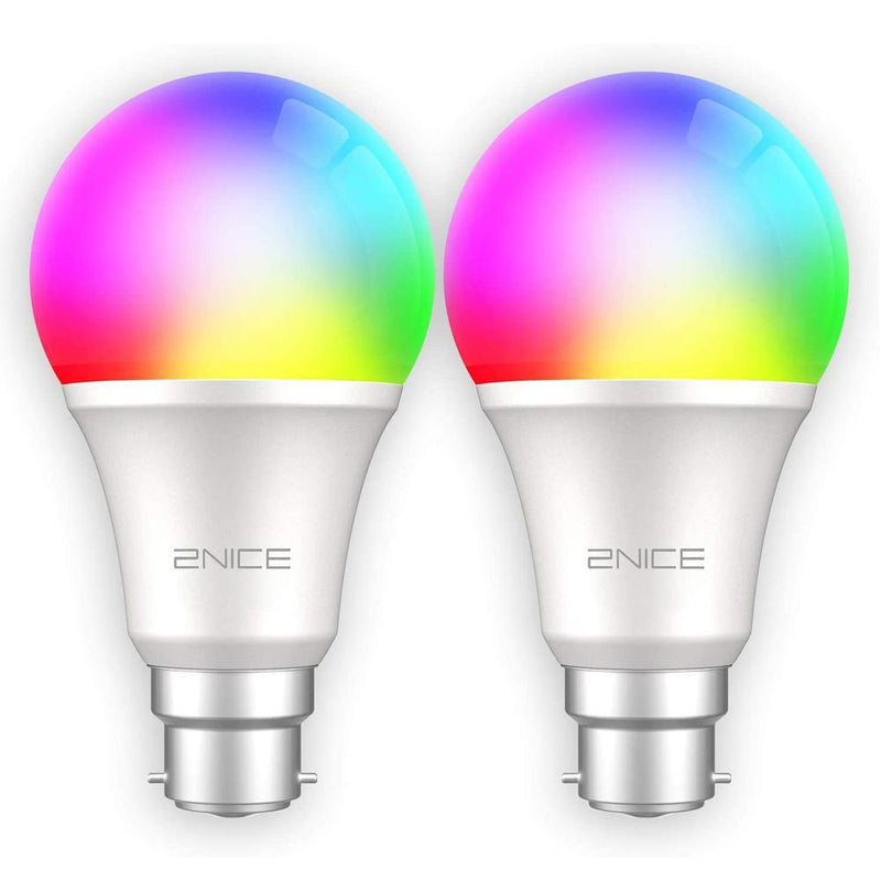 2NICE WB4 8W B22 Wifi LED Smart Light Bulb (RGB+White) 2 Pack - DealsnLots
