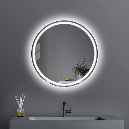 AI-LIGHTING 400mm Round Bathroom LED Mirror Illuminated Backlit 3 LED Light Color Dimmable Touch Switch