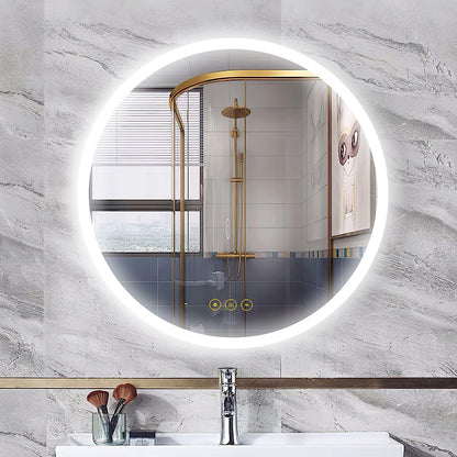 AI-LIGHTING 400mm Round Bathroom LED Mirror Illuminated Backlit 3 LED Light Color Touch Switch