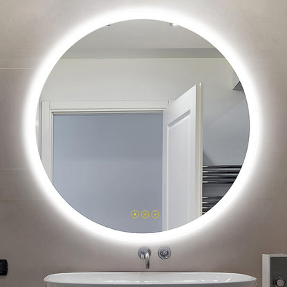AI-LIGHTING 400mm Round Bathroom LED Mirror Illuminated Backlit 3 LED Light Color Touch Switch