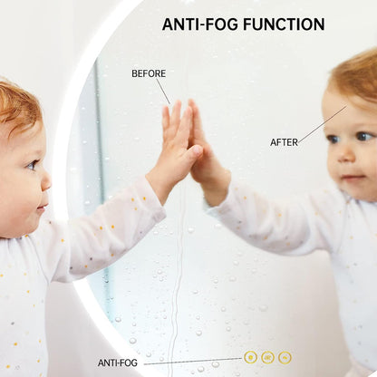 AI-LIGHTING 400mm Round Bathroom LED Mirror Illuminated Backlit 3 LED Light Color Touch Switch
