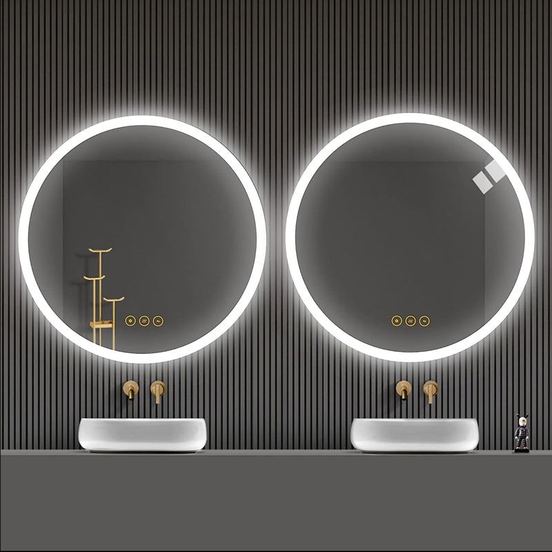 AI-LIGHTING 400mm Round Bathroom LED Mirror Illuminated Backlit 3 LED Light Color Touch Switch