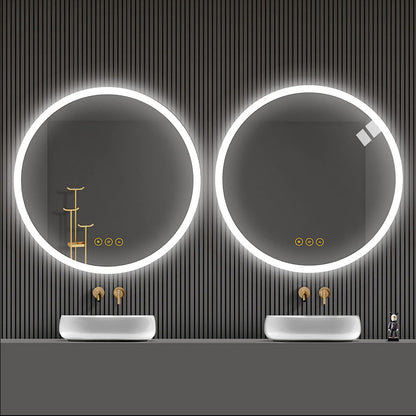 AI-LIGHTING 400mm Round Bathroom LED Mirror Illuminated Backlit 3 LED Light Color Touch Switch