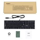 AUKEY Mechanical Keyboard USB Wired Gaming Keyboard with Blue Switches, 105 Keys (ISO UK Layout) 100% Anti-ghosting (Black) - DealsnLots