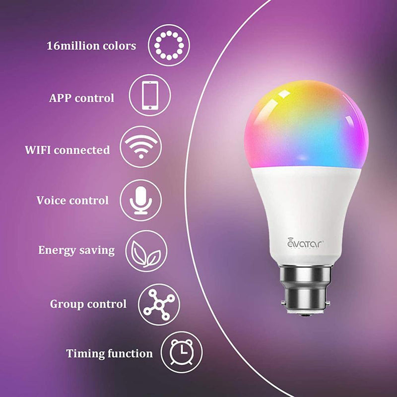 Avatar 8W B22 Wifi Smart Bulb | Updated 3000-6200K | 2 Pack - DealsnLots