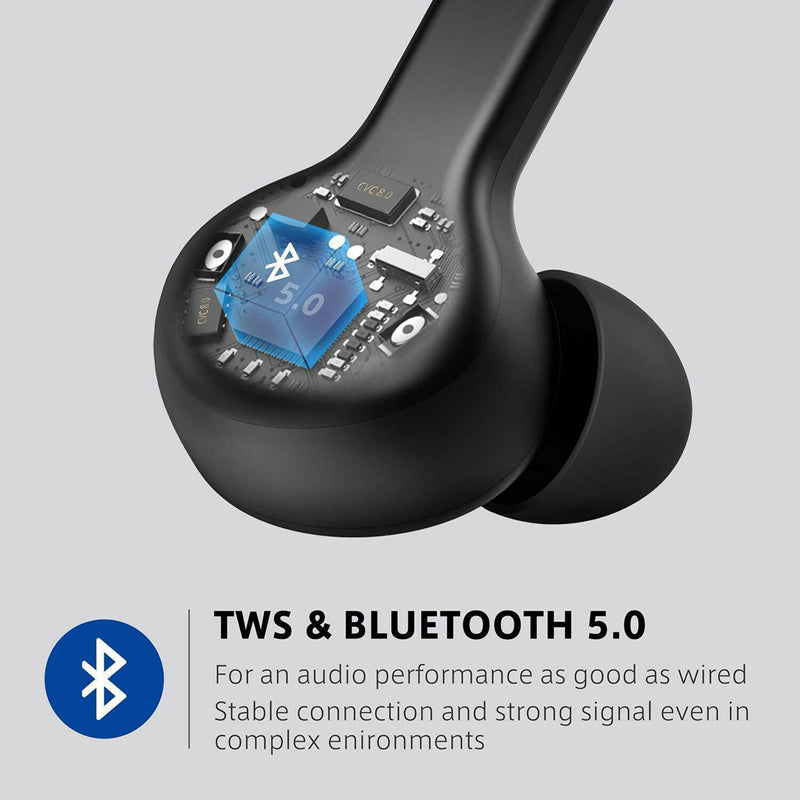 Boltune BT-BH020 Truly Wireless Bluetooth In Ear Headphone with Mic Grey