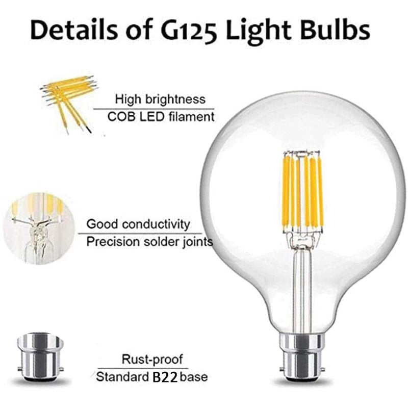 Bonlux LST0694-NW-G125 10W B22 LED Filament Globe Bulb 4000K