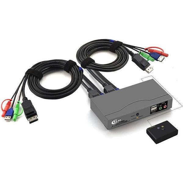 CKLau 4Kx2K@60Hz 2 Port Displayport KVM Switch with Audio and Cables - DealsnLots