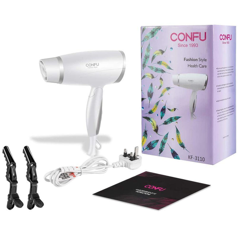 CONFU Ionic Hair Dryer Folding Handle Compact 1800W [White] | Model: KF-3110 - DealsnLots