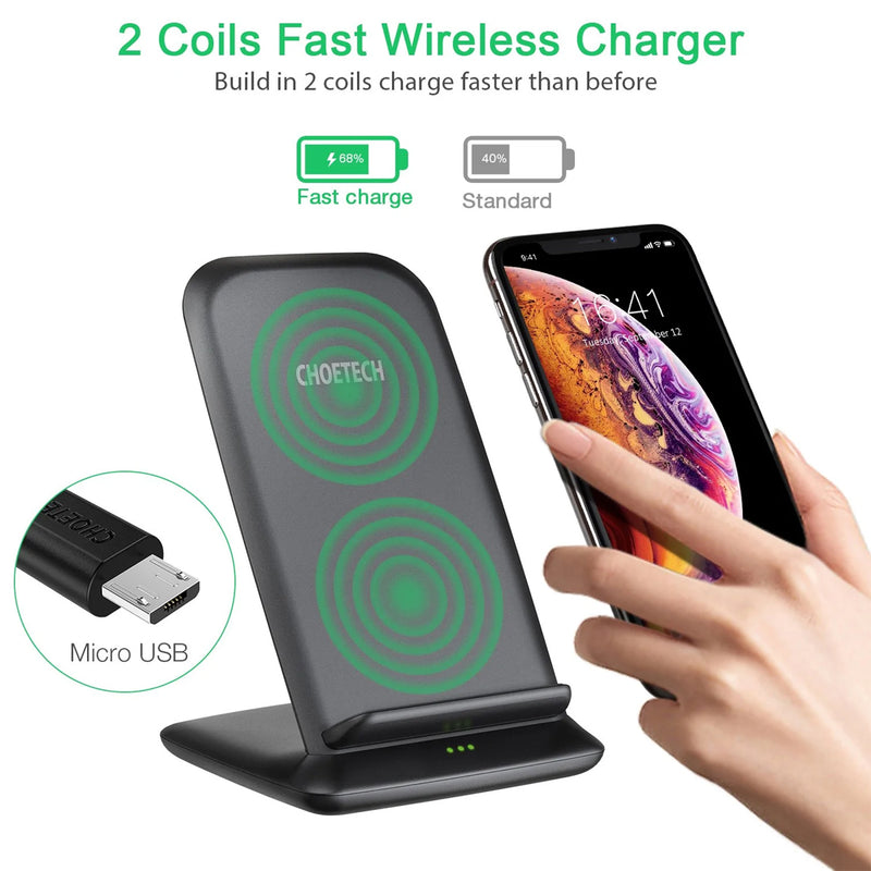 Choetech T555-F 15W Fast Wireless Charging Stand with Wall Charger