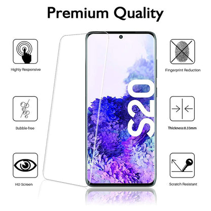 EGV Tempered Glass Protector & Camera Lens Protector Fingerprint Unlock Compatible with Samsung Galaxy S20