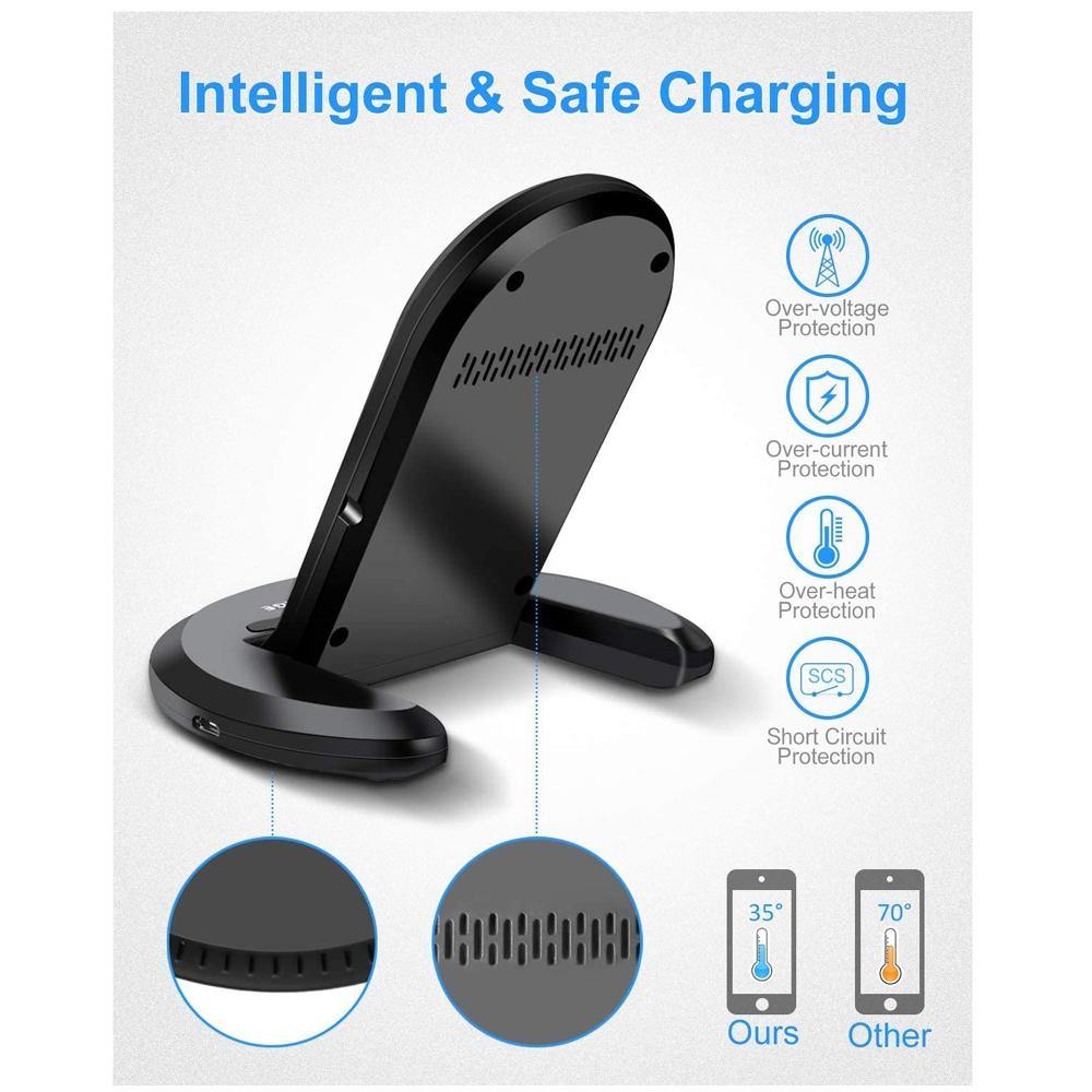 ELEGIANT U8 Qi Wireless Charger 5W/7.5W/10W [Black] - DealsnLots