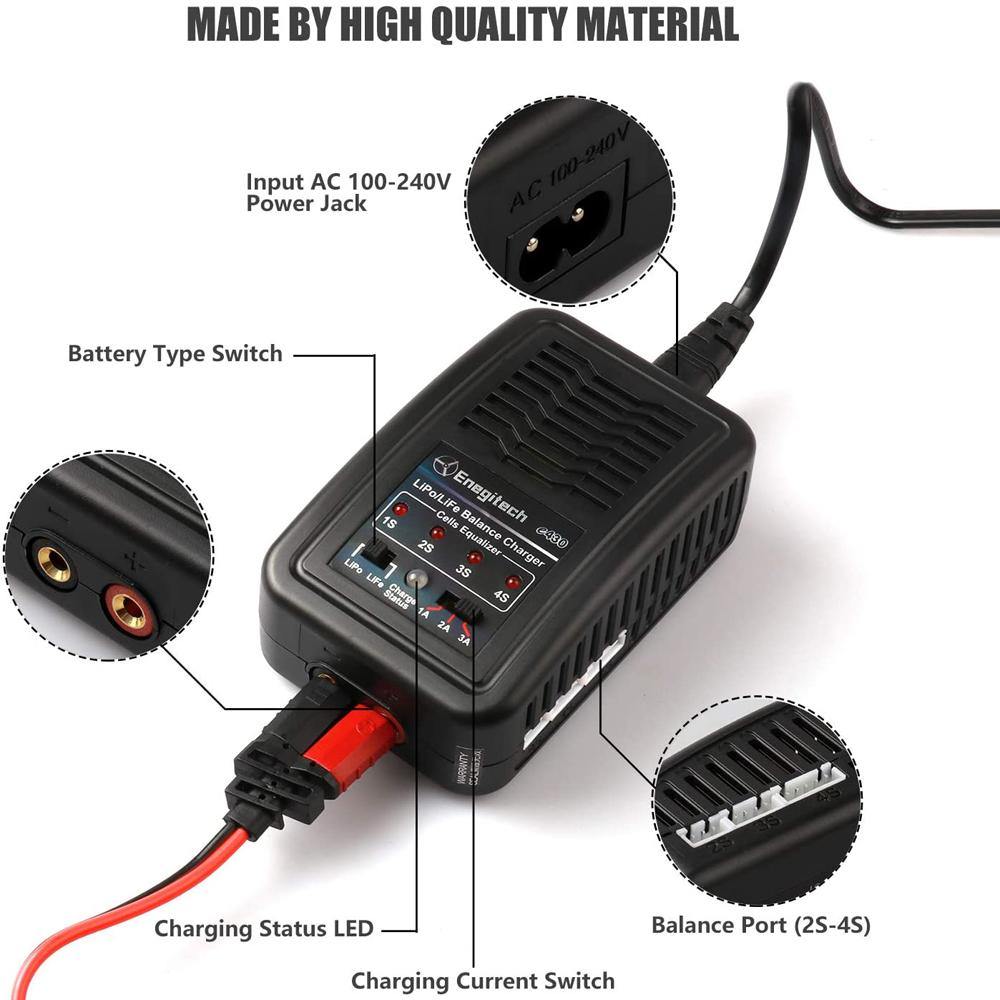 Enegitech e430 Compact Balance Charger for LiPo Life Battery  [30W 100-240V 1-3A] - DealsnLots