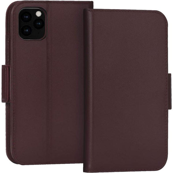 FYY iPhone 11 Pro Max 6.5 Inch Cowhide Genuine Leather Wallet Case (Brown) - DealsnLots