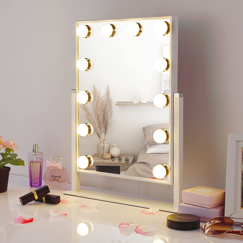 HAMSWAN LED Lighted Makeup Vanity Mirror with 12 LED Lights
