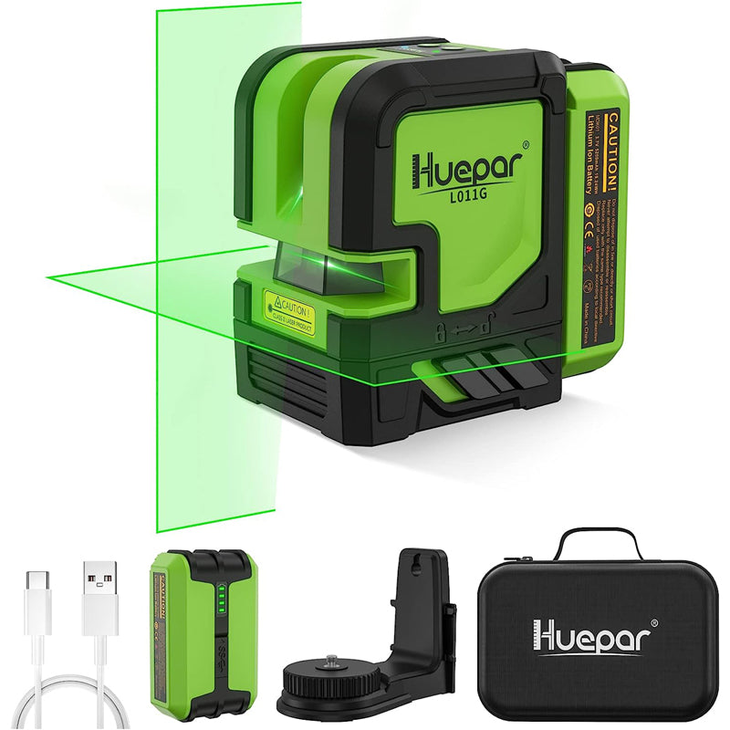 Huepar Laser Level Self Leveling Green Beam Outdoor Cross Line Laser Tool 5200mAh Battery