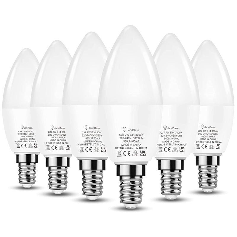 Jandcase C37 E14 LED Candle Light Bulbs 3000K | 6 Pack