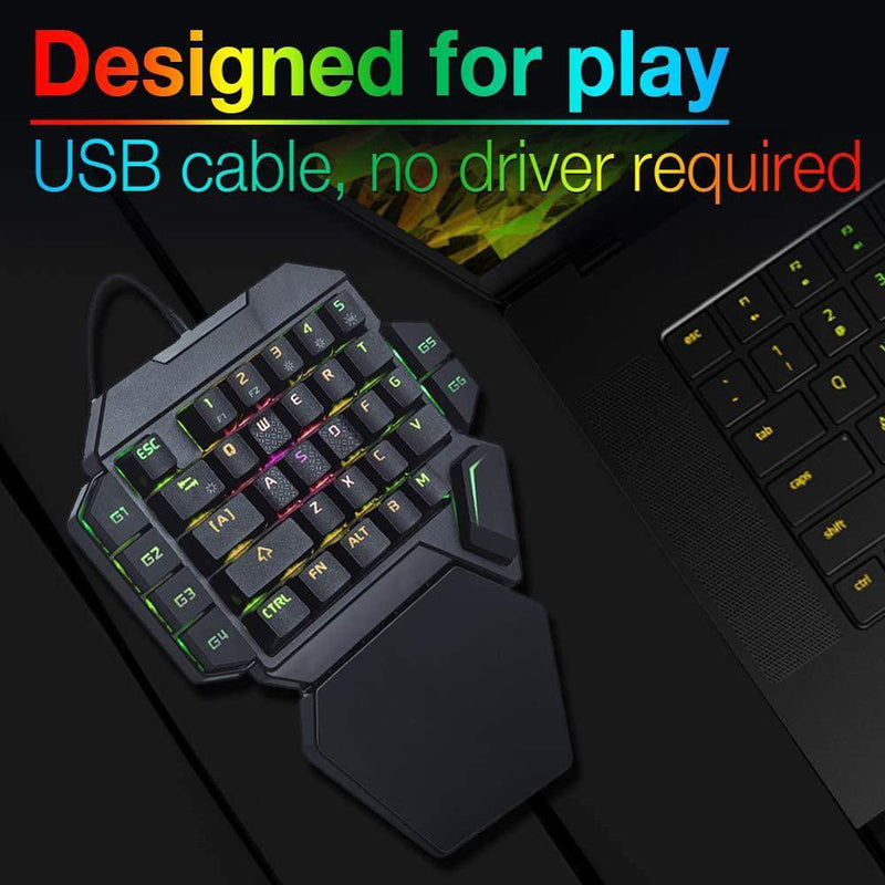 K50 One-Handed RGB Mechanical Gaming Keyboard, 35 Keys Blue Switch - DealsnLots