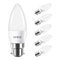 LVWIT LED Candle Bulb B22, 470lm 6500K White | Pack of 6