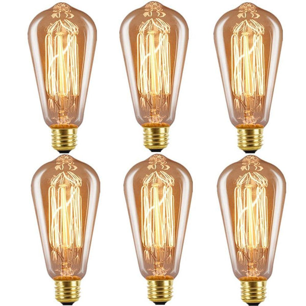 Licperron E27 ST64 60W Edison Vintage Light Bulbs | Dimmable, 6 Pack