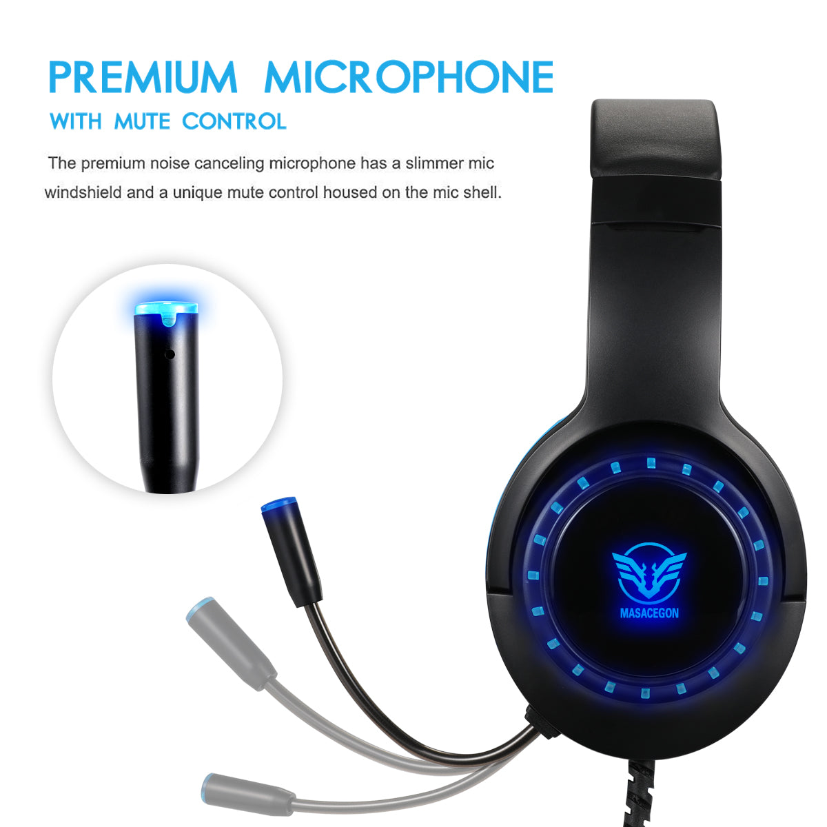 MASACEGON H 11 Stereo Gaming Headphones with Mic LED Light at