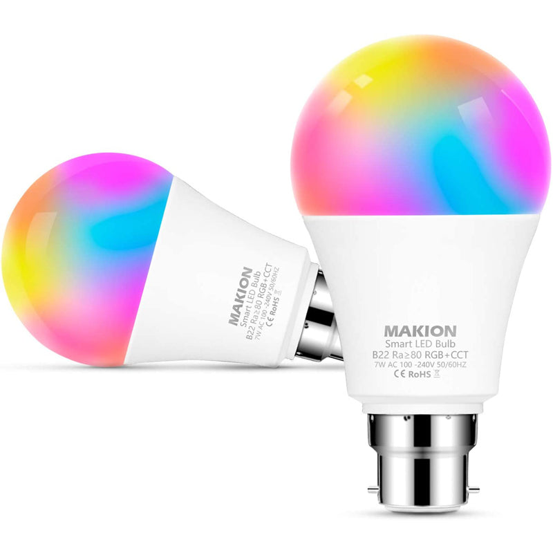Makion B22 RGB+CCT 7W Smart LED Bulb | 2 PACK