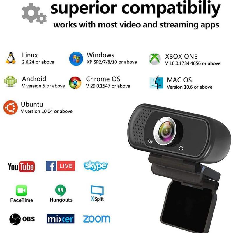 N5 Webcam HD 1080P with Stereo Microphone & 110° Wide Angle - DealsnLots