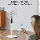 PELONIS 16" Oscillating Pedestal Stand Up Fan Ultra Quiet DC Motor 12 Speed with Remote Control