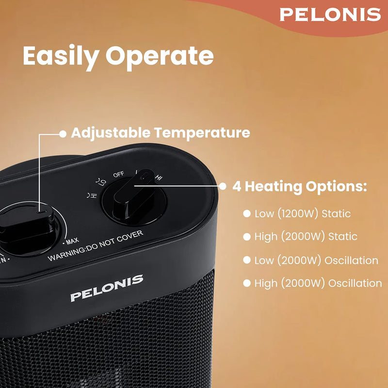 PELONIS Electric Space PTC Fan Heater 2000W | PHT20A2ABBUK