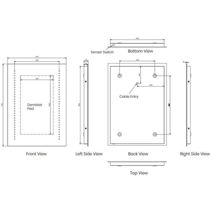 Pebble Grey™ Tannon Illuminated LED Bathroom Mirror | 500 x 700cm