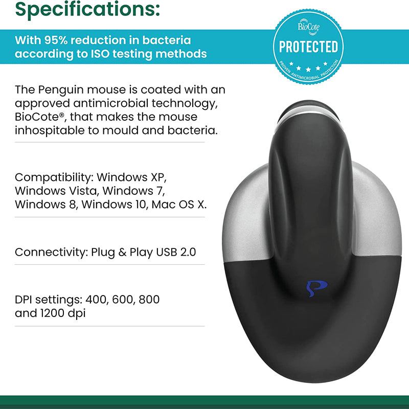 Penguin Ambidextrous Wired Vertical Mouse - Large | 9820101