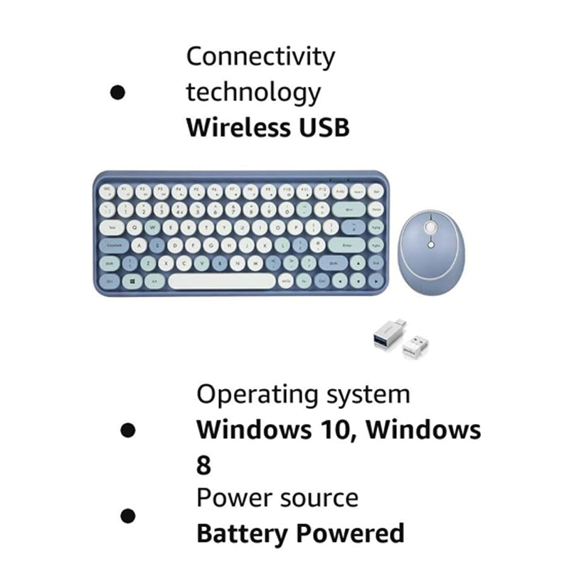Perixx PERIDUO-713 Wireless Mini Keyboard and Mouse Combo | Retro Round Key Caps