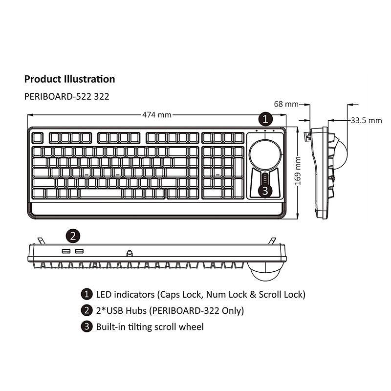 Perixx Periboard-522 Wired Mechanical Keyboard with Trackball Mouse at  DealsnLots