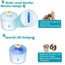 Udream Pet Water Fountain with Water Level Window 2.4L LED Night vision Waterfall