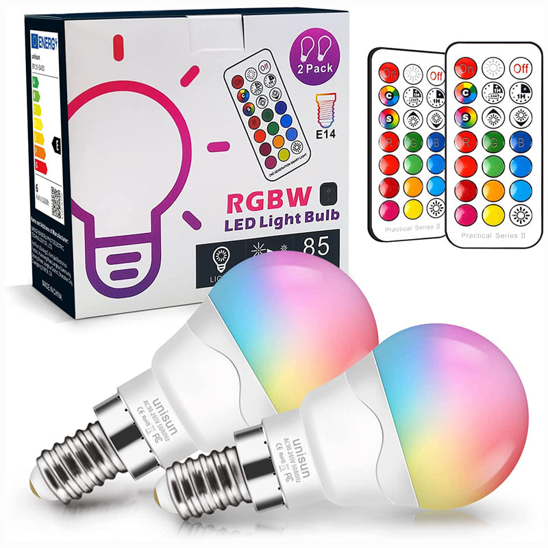 Unisun E14 RGBW LED Light Bulb 6W With Remote Control